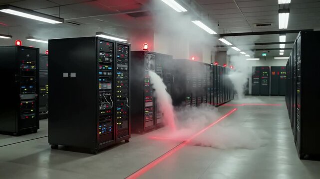 Fire Suppression System Activation in Data Center Server Room