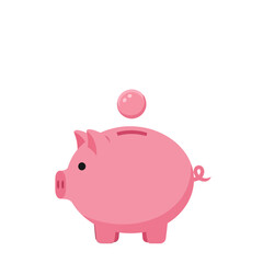 A pink piggy bank with a coin dropping into the slot, representing savings and financial growth