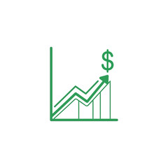Financial growth and success represented by an upward trending graph with a dollar sign, symbolizing economic prosperity and increasing revenue