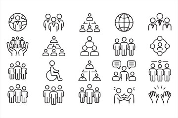 Fototapeta premium People Group and Leadership Outline Icon Set for Corporate Design