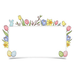 Clean Easter frame composition for greeting design Isolated on White background