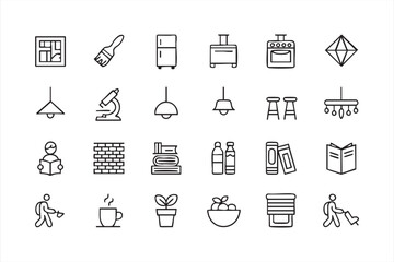 Fototapeta premium Home Interior and Household Line Icons for Modern Lifestyle Design