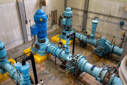 Industrial Interior and Exterior of a Modern Municipal Drinking Water Treatment Plant