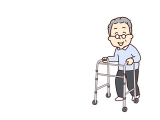 Elderly person walking with a walker Copy space available