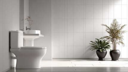 Fototapeta premium Modern Bathroom Interior Design with Minimalist Aesthetic