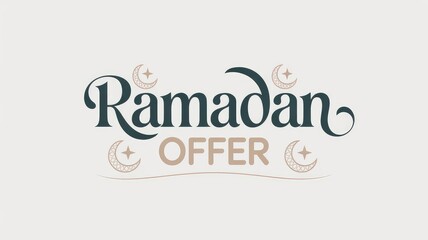 Elegant Ramadan Offer graphic with decorative crescent moons and stars on a light neutral background celebrati