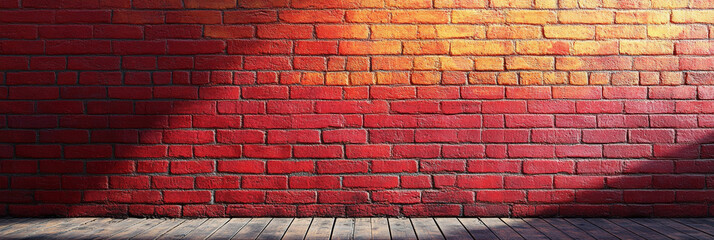 The light and shadow on the red brick wall