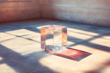 Transparent glass cube