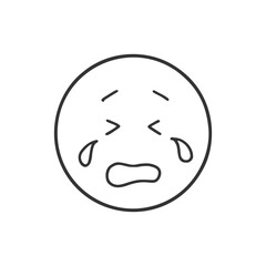 troubled and very crying face icon　トラブルや不満を表すシンプルなすごく泣く顔の手書きアイコン