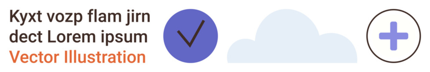 Internet connectivity, digital approval, data sync, cloud storage, online interactions, and system updates. A blue checkmark, cloud and plus icons are . Digital approval and data sync concept