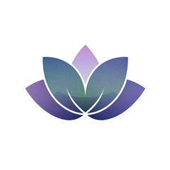 Obraz premium A stylized purple lotus flower on a black background with a pink center