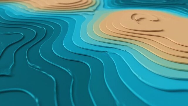 Vibrant topographic map layers in shades of blue and beige