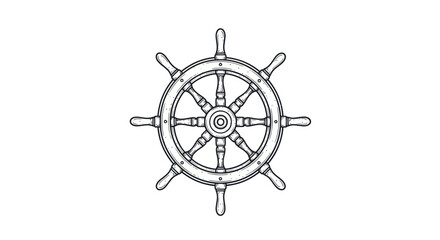 Vintage Wooden Ship Steering Wheel, Nautical Helm, Nautical Navigation © Azis