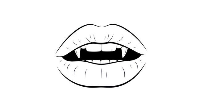 Vampire Mouth with Sharp Fangs and Open Lips