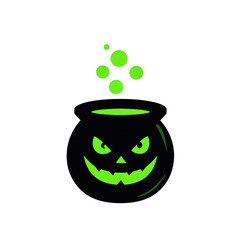 Glowing jack o lantern wearing a top hat with green spots on a black background