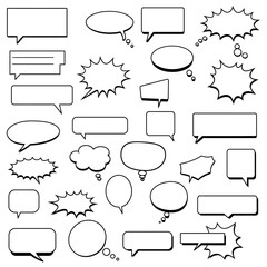 Fototapeta premium Collection of Speech Bubbles and Thought Bubbles in Various Shapes and Sizes for Communication and Expression