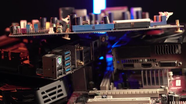 Computer Motherboards and Parts, Electronic Waste Close Up
