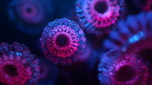 Vibrant Neon Coral Polyps Under Ultraviolet Light.