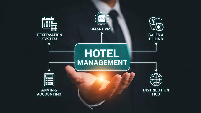 Hotel Management System Digital Hospitality Business Technology Concept