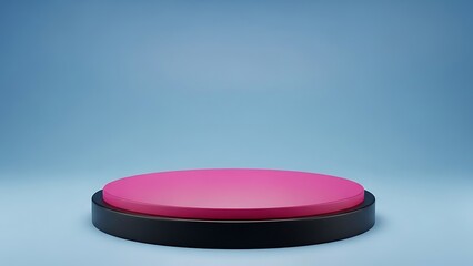 Minimalist Presentation Platform with Pink Top and Matte Black Base