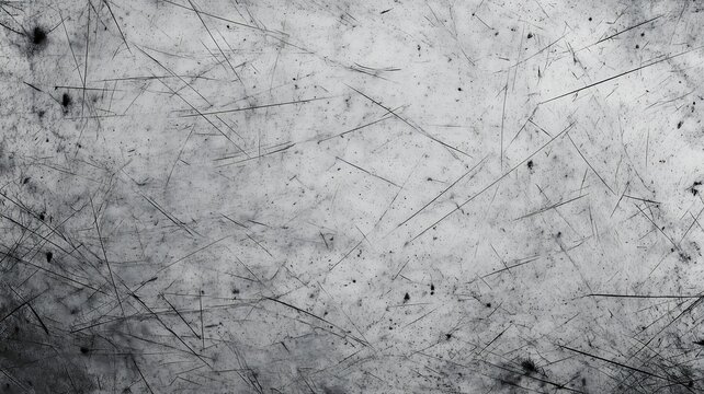 A close-up view of a textured metal surface with scratches and marks in a monochromatic setting