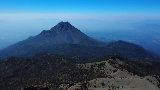 Ascending Drone Shot of Volc&aacute;n de Fuego De Colima