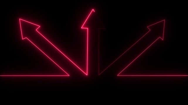 3 Up direction animated neon arrow .Animation of sweep arrow icon, upward and transparent swipe up pointing arrow icon,and 4k animated icon..