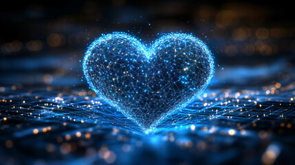 Heart shape formed by blue light dots