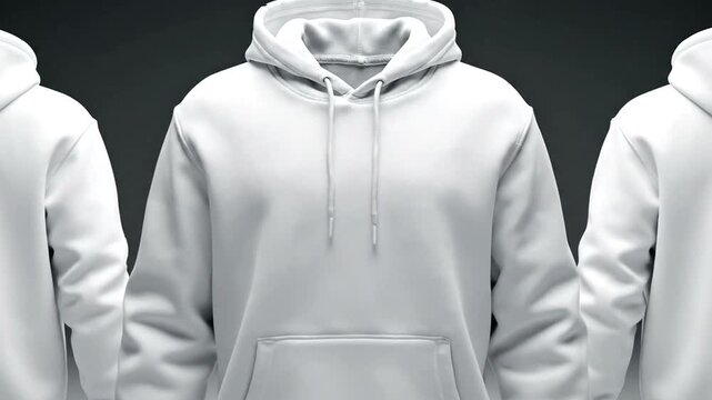 White Hoodies Mockup on Grey Background.