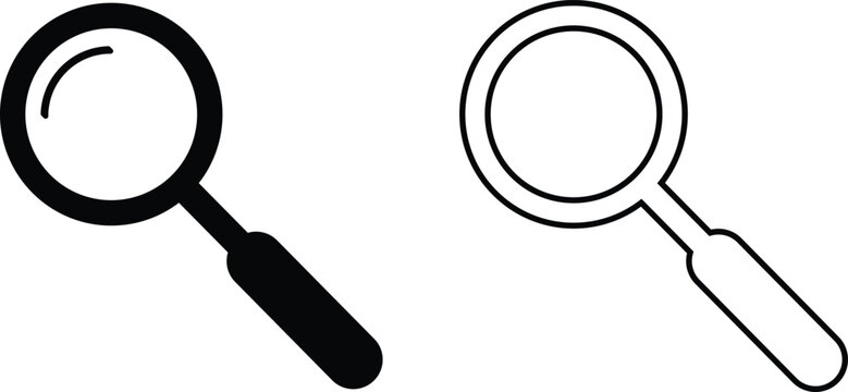 Magnifying Glass Icon Set Vector &ndash; Search and Zoom Symbol in Solid and Outline Style