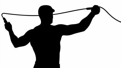 Man exercising with jump rope in dynamic motion © AKHTAR