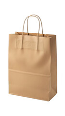 Brown paper shopping bag isolated on transparent background
