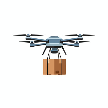 Drone delivering cardboard package