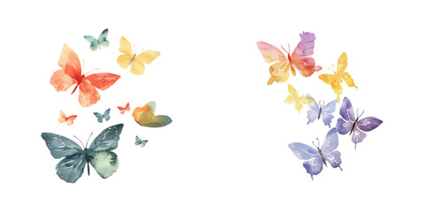 abstract color silhouette of flying butterflies watercolor vector illustration