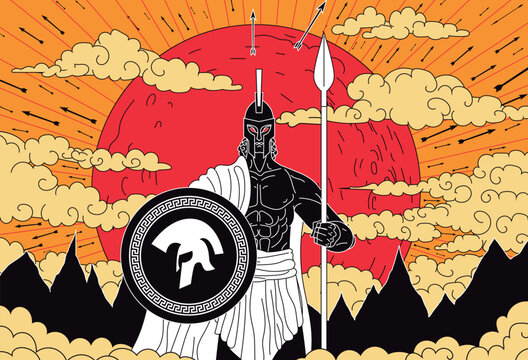 ares mars god of war on battlefield