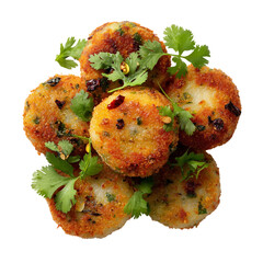 Aloo Tikki, on a white background