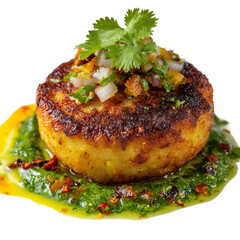 Aloo Tikki, on a white background