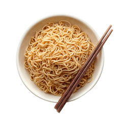 Bowl of noodles on a white background