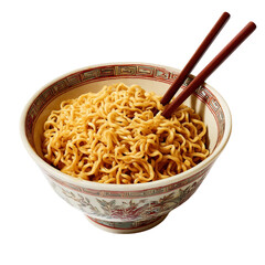  Bowl of noodles on a white background