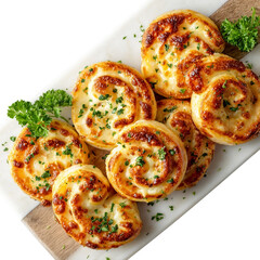Cheese Pinwheels on a white background