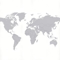 Obraz premium A detailed gray map of the world showing continents and countries from a global viewpoint