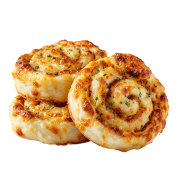 Cheese Pinwheels on a white background