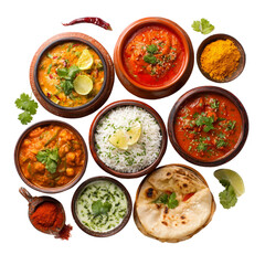  Colorful indian food on a white background