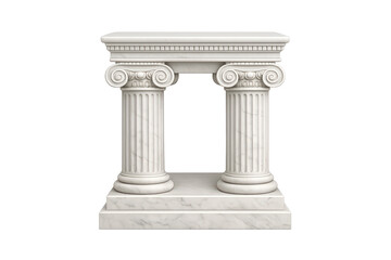 Fototapeta premium White marble ionic columns forming a classical pedestal podium, empty display stand with transparent background