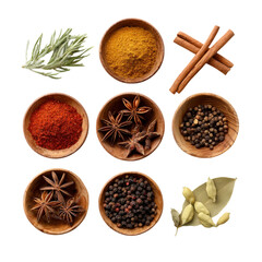 Different spices on a white background