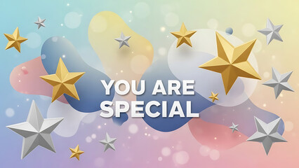 Vibrant starry background with YOU ARE SPECIAL message in bold white letters