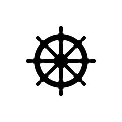 Black Minimalist Ship&rsquo;s Wheel Silhouette &ndash; Nautical Steering Icon