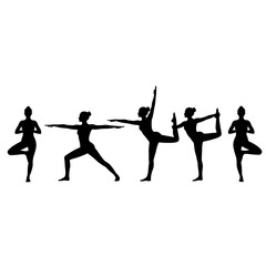 Silhouette Collection of Women in Yoga Poses