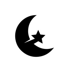 Fototapeta premium Elegant Crescent Moon with Star Vector Icon