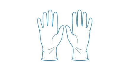 Fototapeta premium A blue line drawing of two hands high fiving in mid air